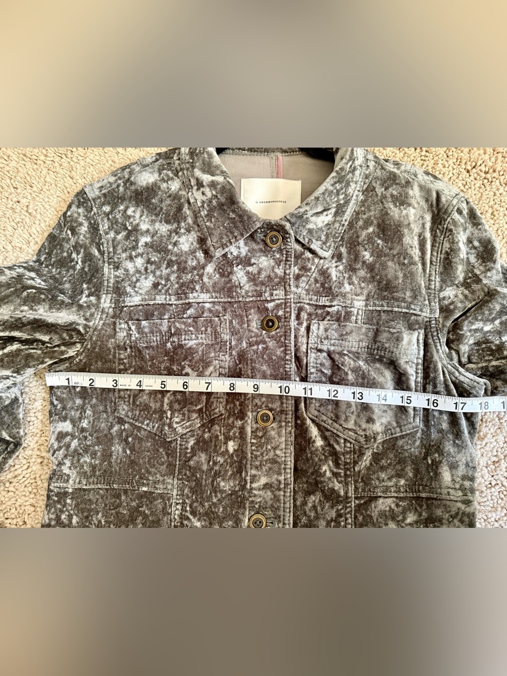 Anthropologie Olive Green Mineral Wash Long Jacket Coat Size 10 - Picture 16 of 16